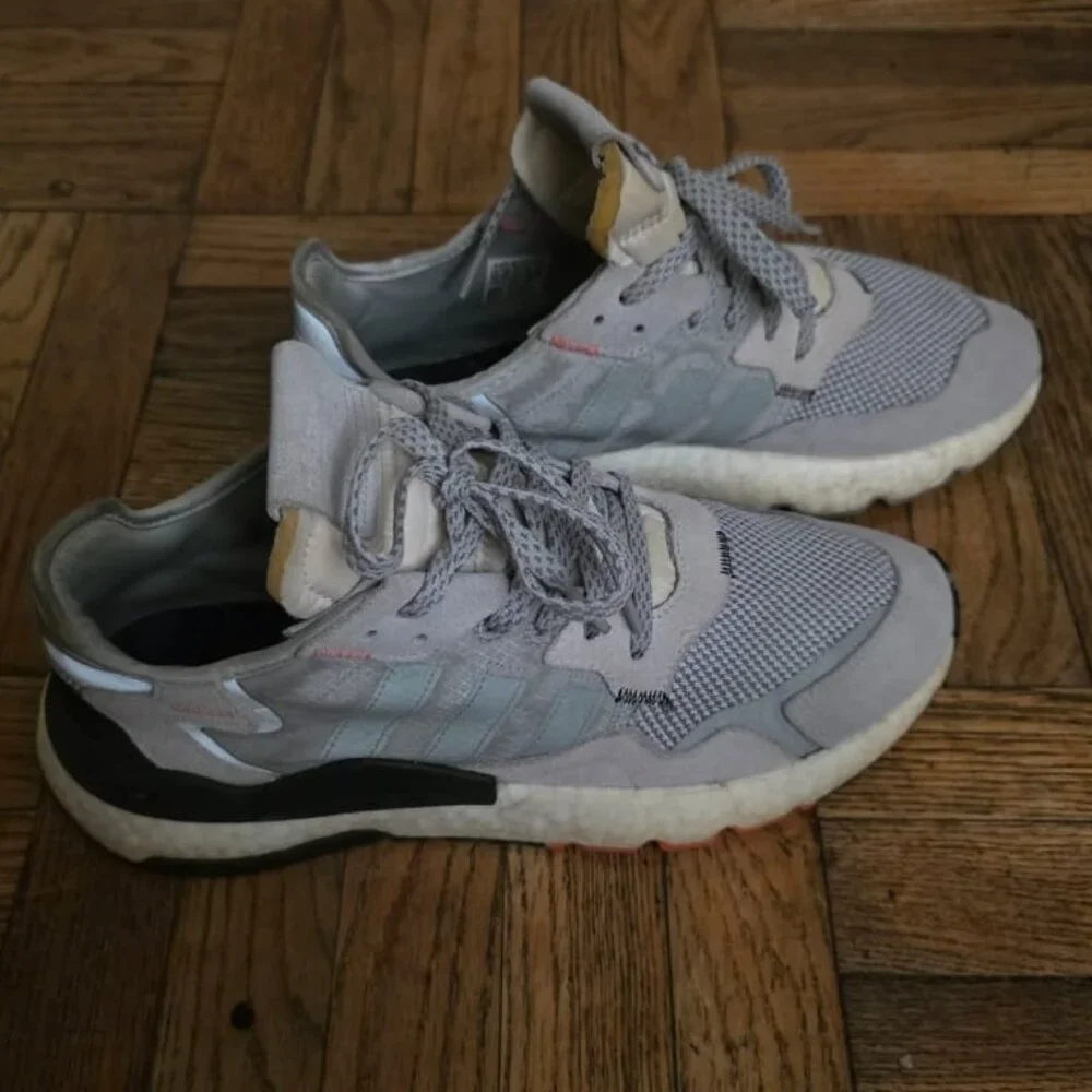 Adidas Nite Jogger Grey Red 3M Boost Ultra Run Shoes Mens 11-size - Picture 1 of 6